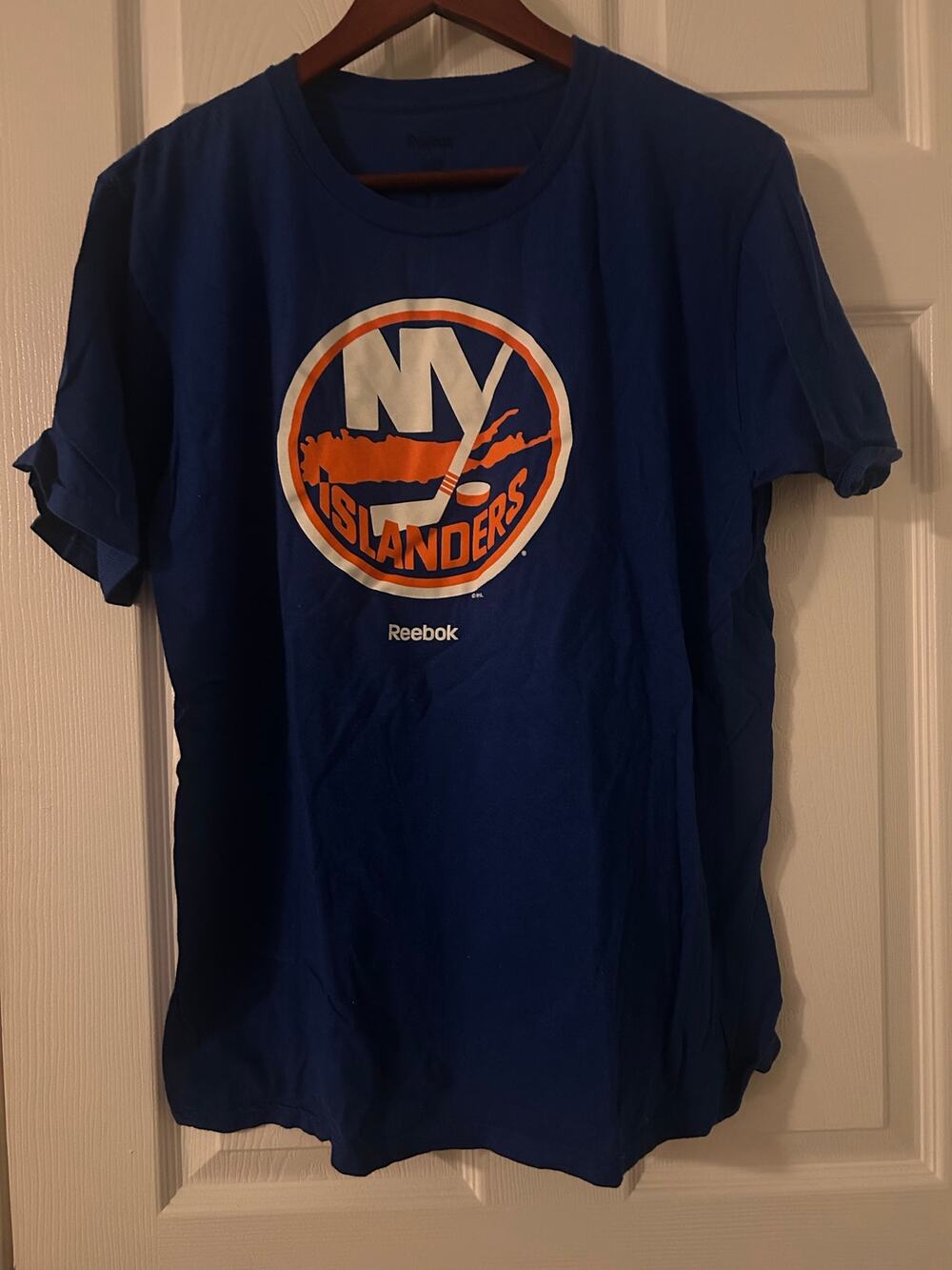 NY Islanders Shirt Large Reebok NHL Blue Graphic Tee New York Hockey Large